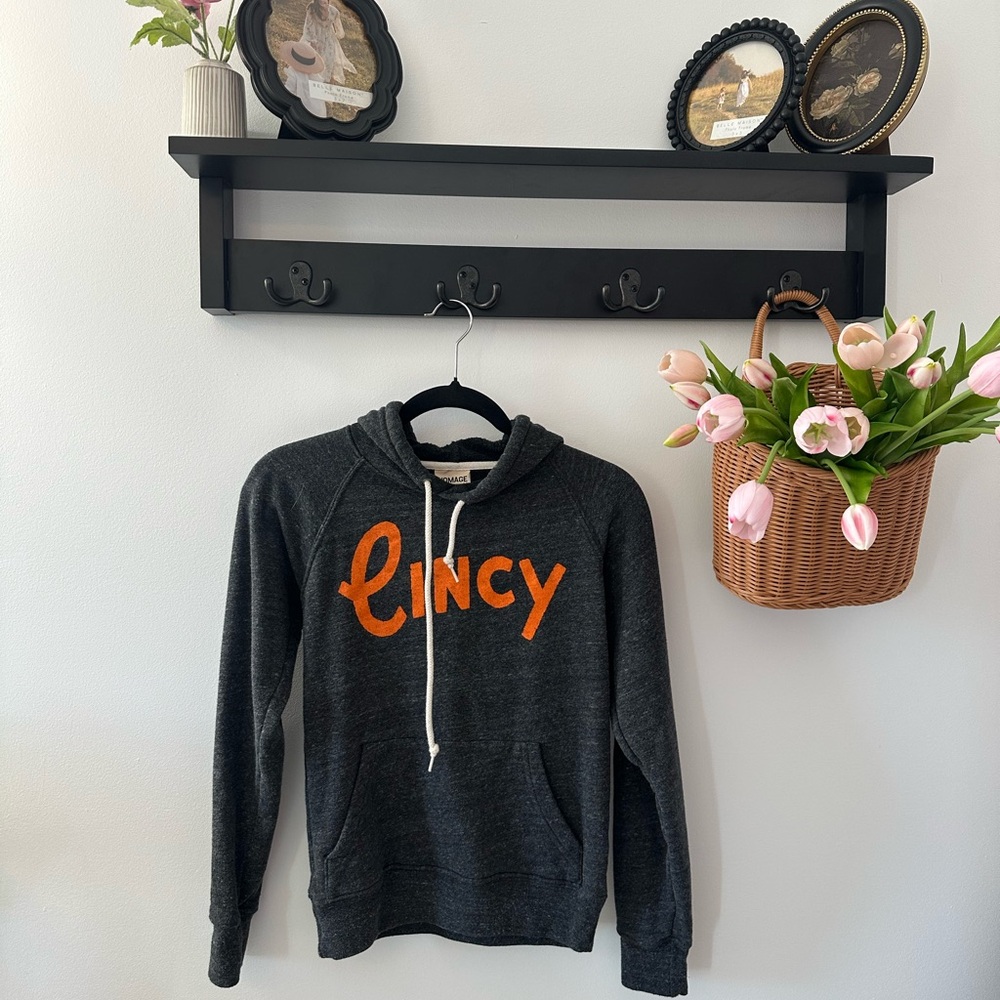Homage Gray Hoodie with Orange 'Cincy' Print cropped